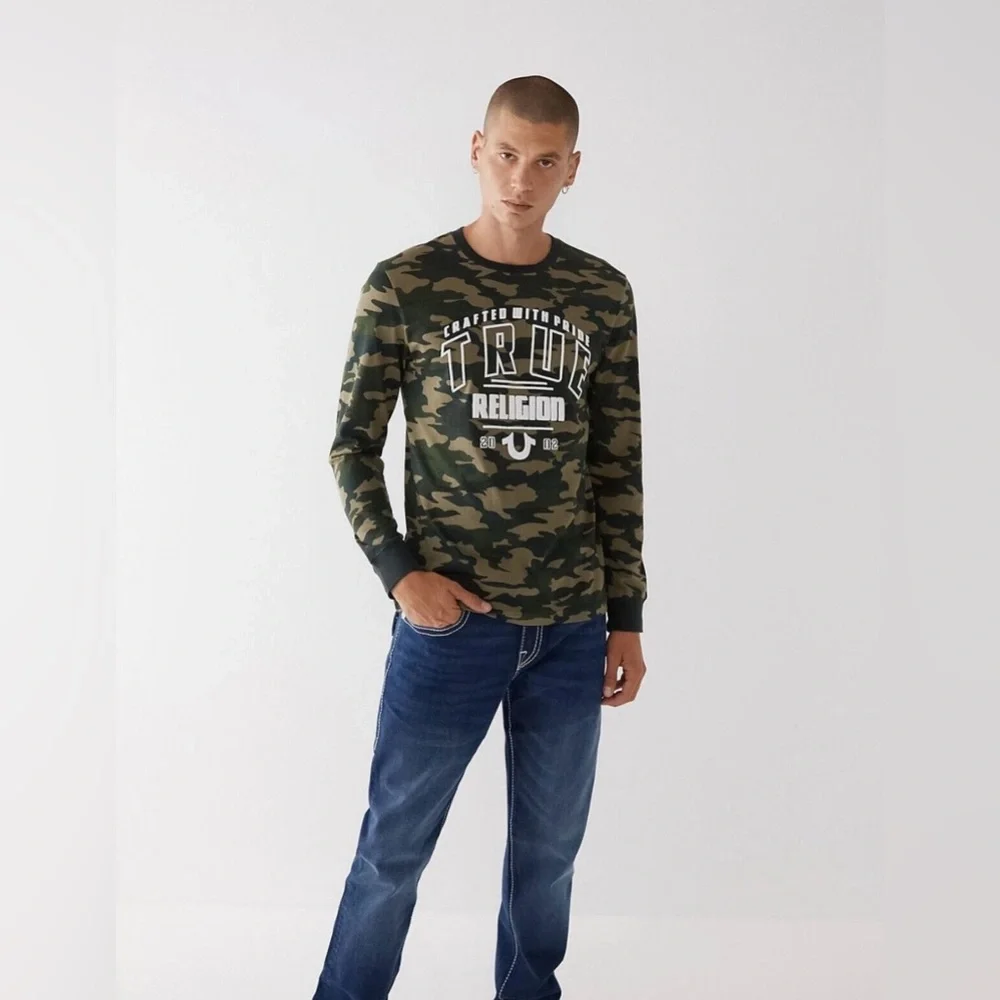 True Religion Men's Camouflage Long Sleeve Tee Shirt Size: XL
